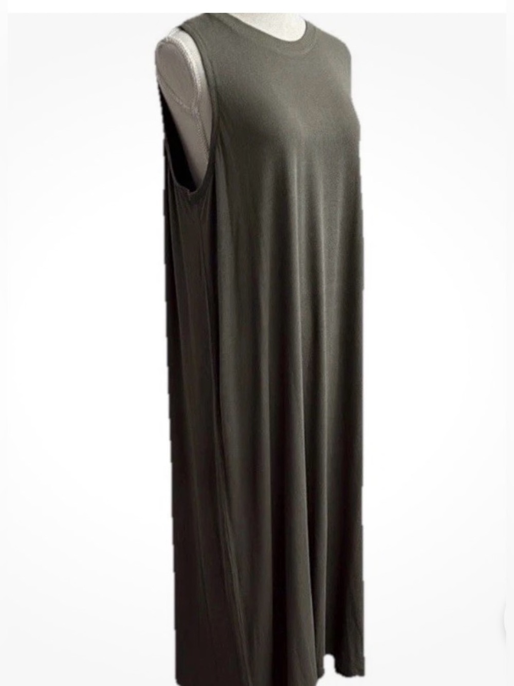 NWT Kinesis Army Green Sleeveless Crew Neck Maxi Dress Size 1X $99